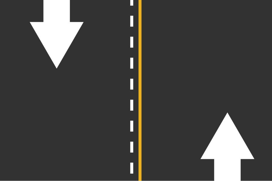 Mixed double lane divider or solid with broken line