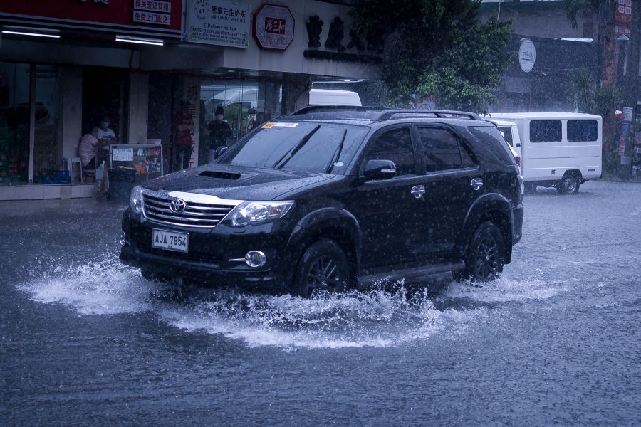 car on a rainy day