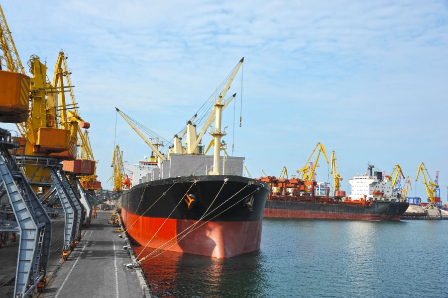 a ship in a seaport