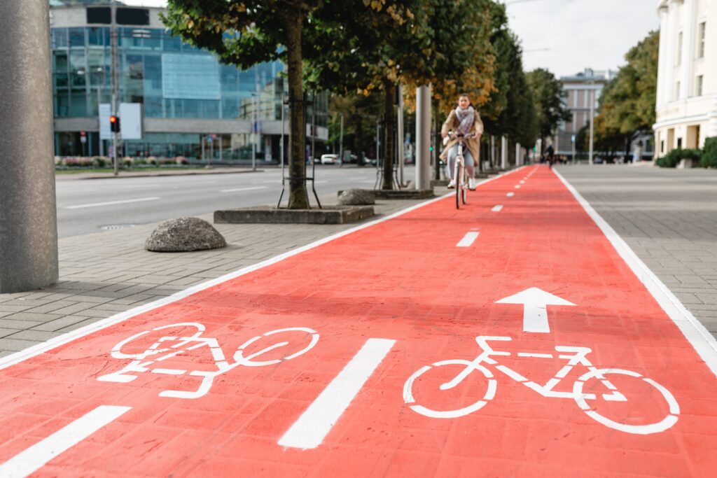 a rider in a bike lane