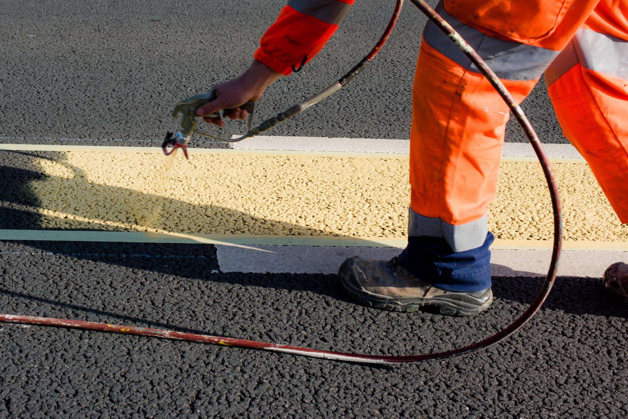 road workers doing road markings