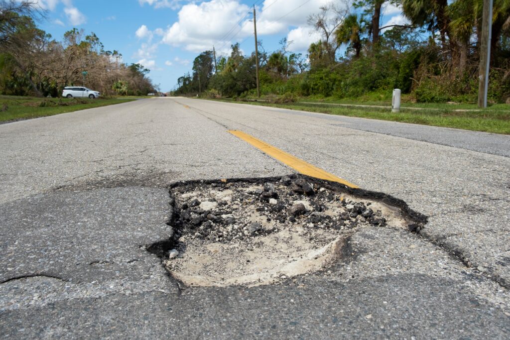 a damaged road