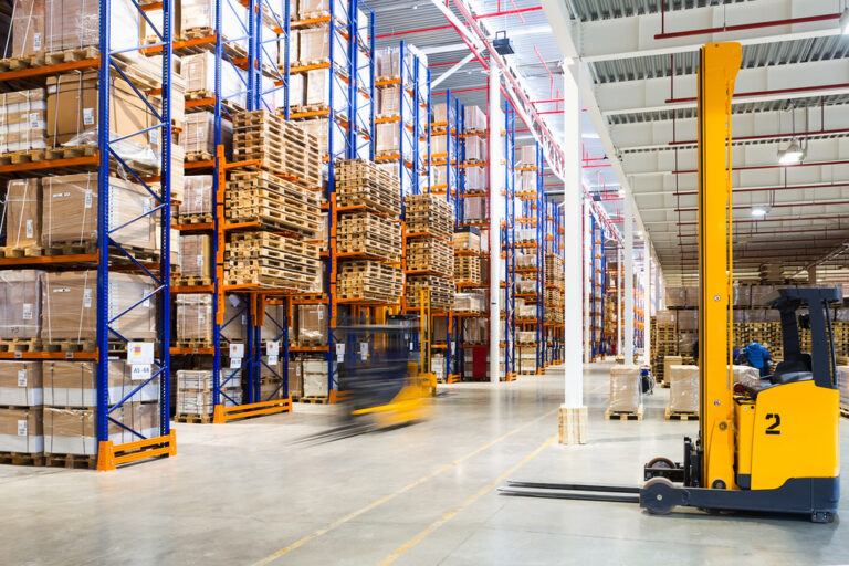 line markings in a warehouse